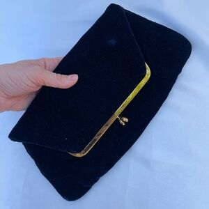 Vintage 50s navy blue velvet clutch / wallet / purse
